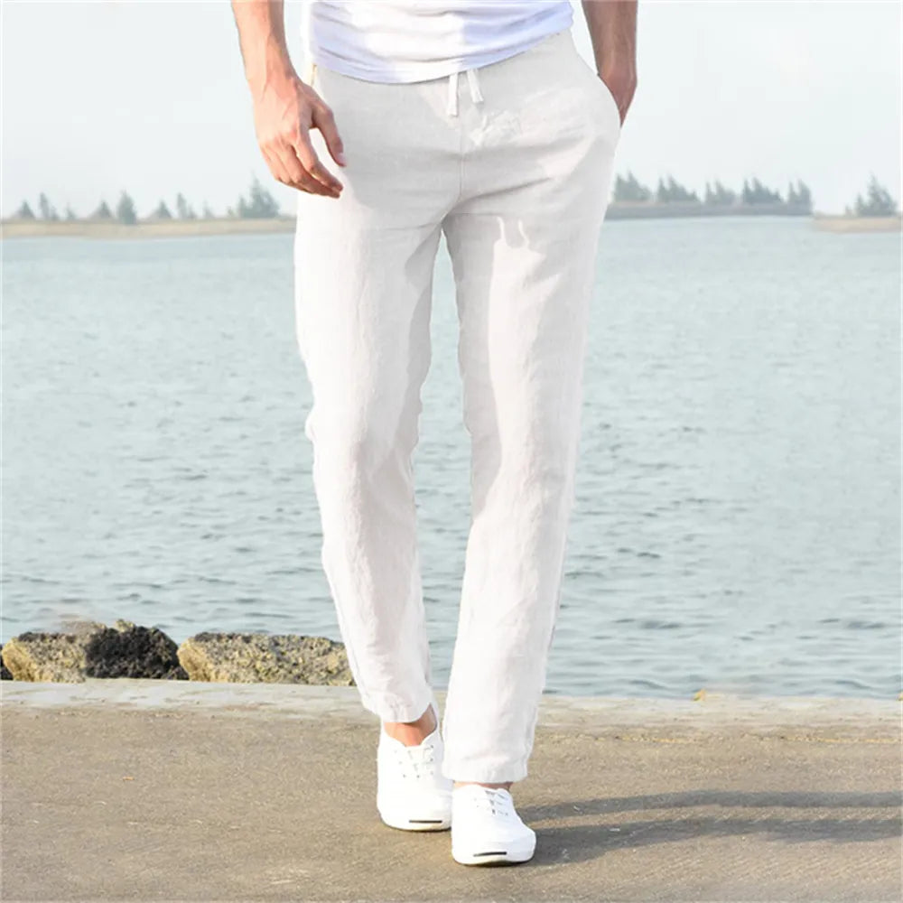 Poli - Pantalones Aireados De Lino Para Hombre Para El Verano